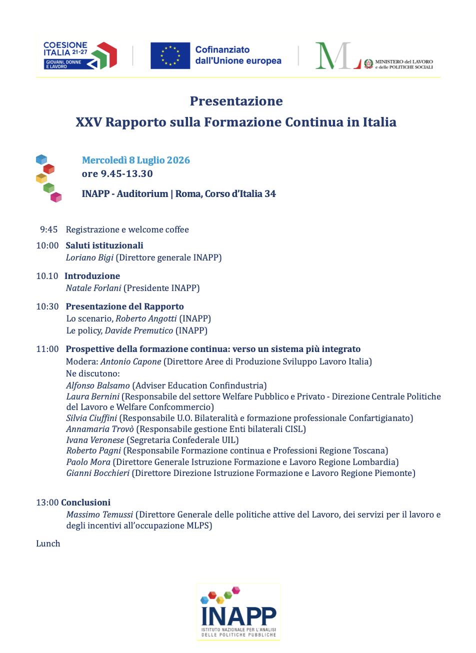 XXV Rapporto sulla Formazione Continua in Italia INAPP
